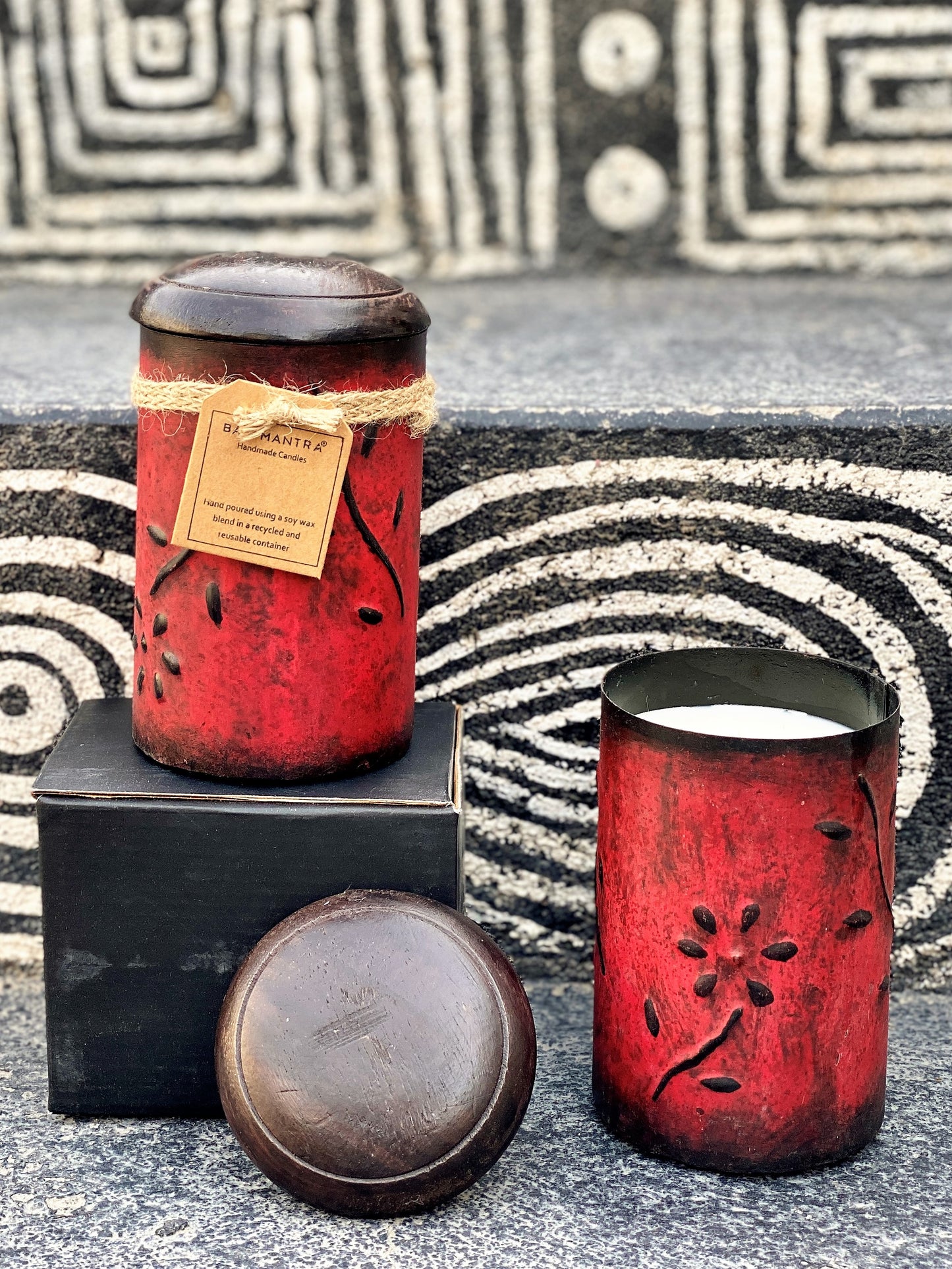 Chilli Pot with Wooden Lid - Red I Soy Candle
