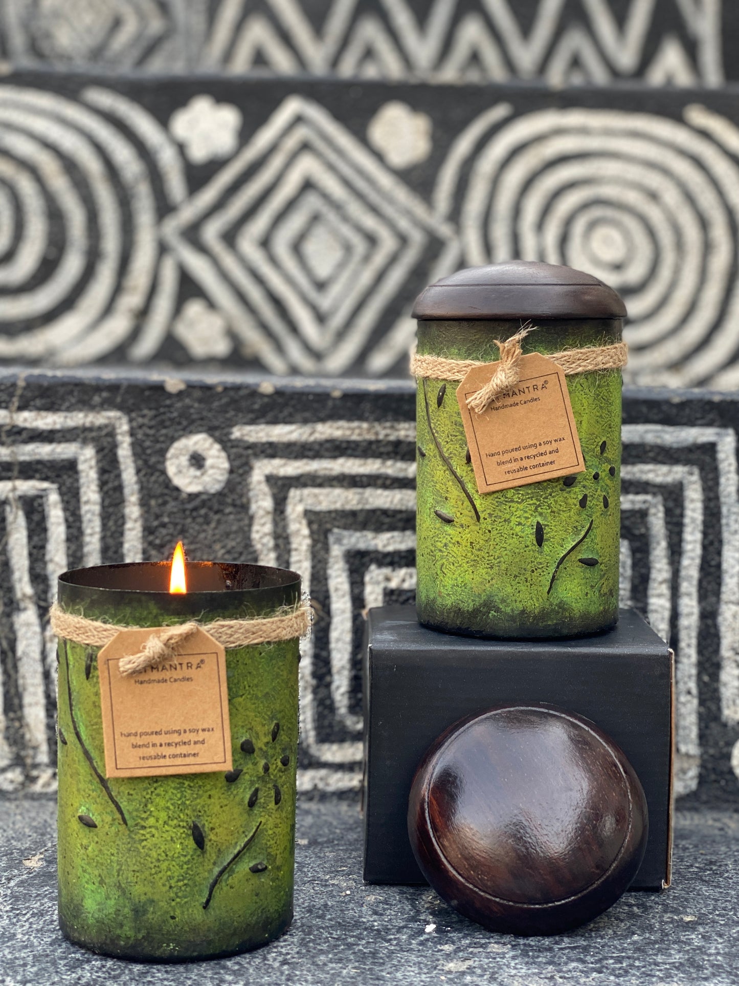 Chilli Pot with Wooden Lid - Green I Soy Wax Candle