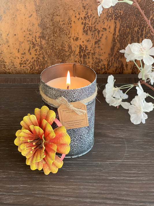Hibiscus flower Lid with Spice Tin - Yellow/Orange I Soy Wax Candle