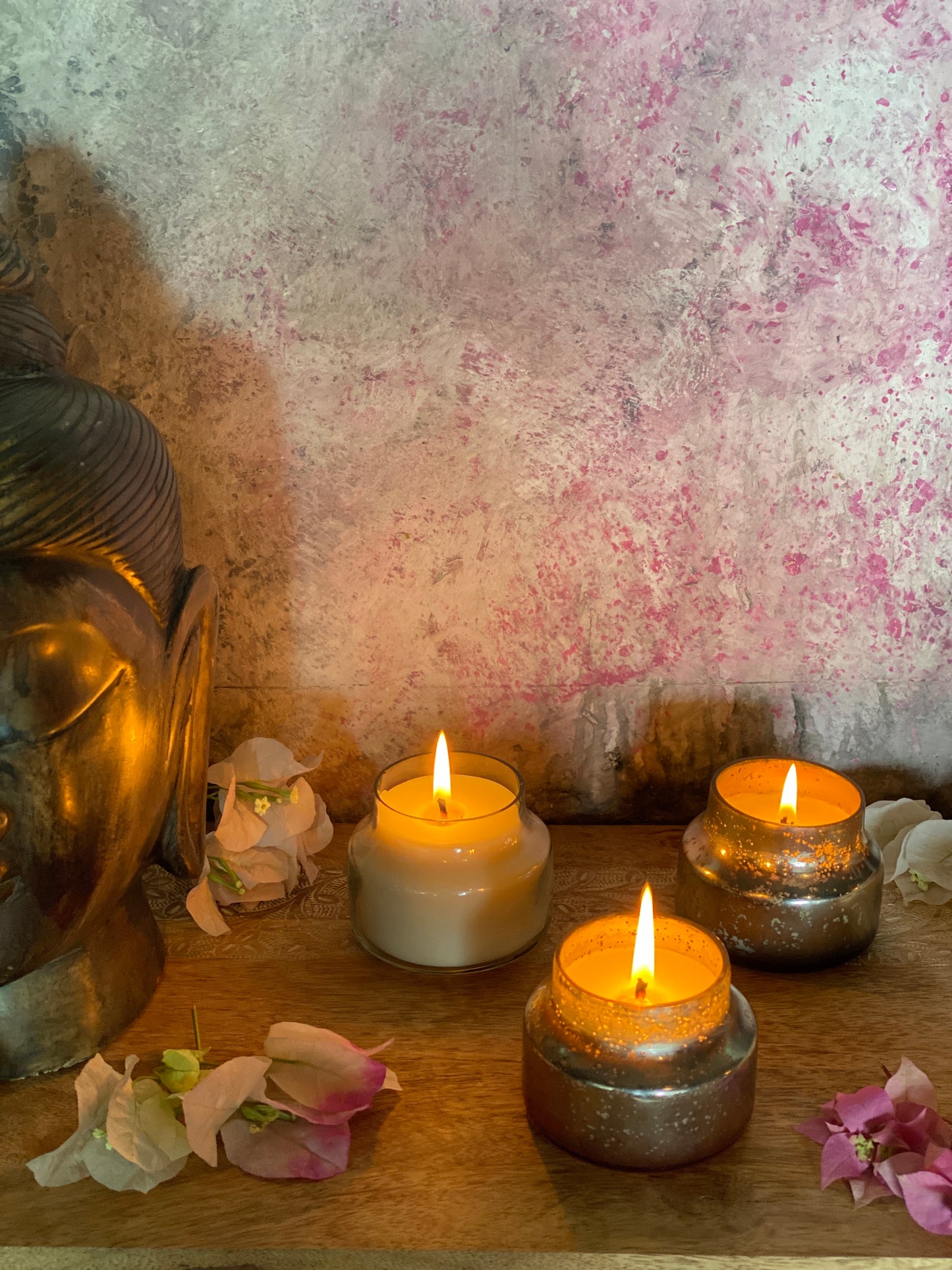 Volcano Votive Candle with Hibiscus Lid - Black I Soy Wax Candles