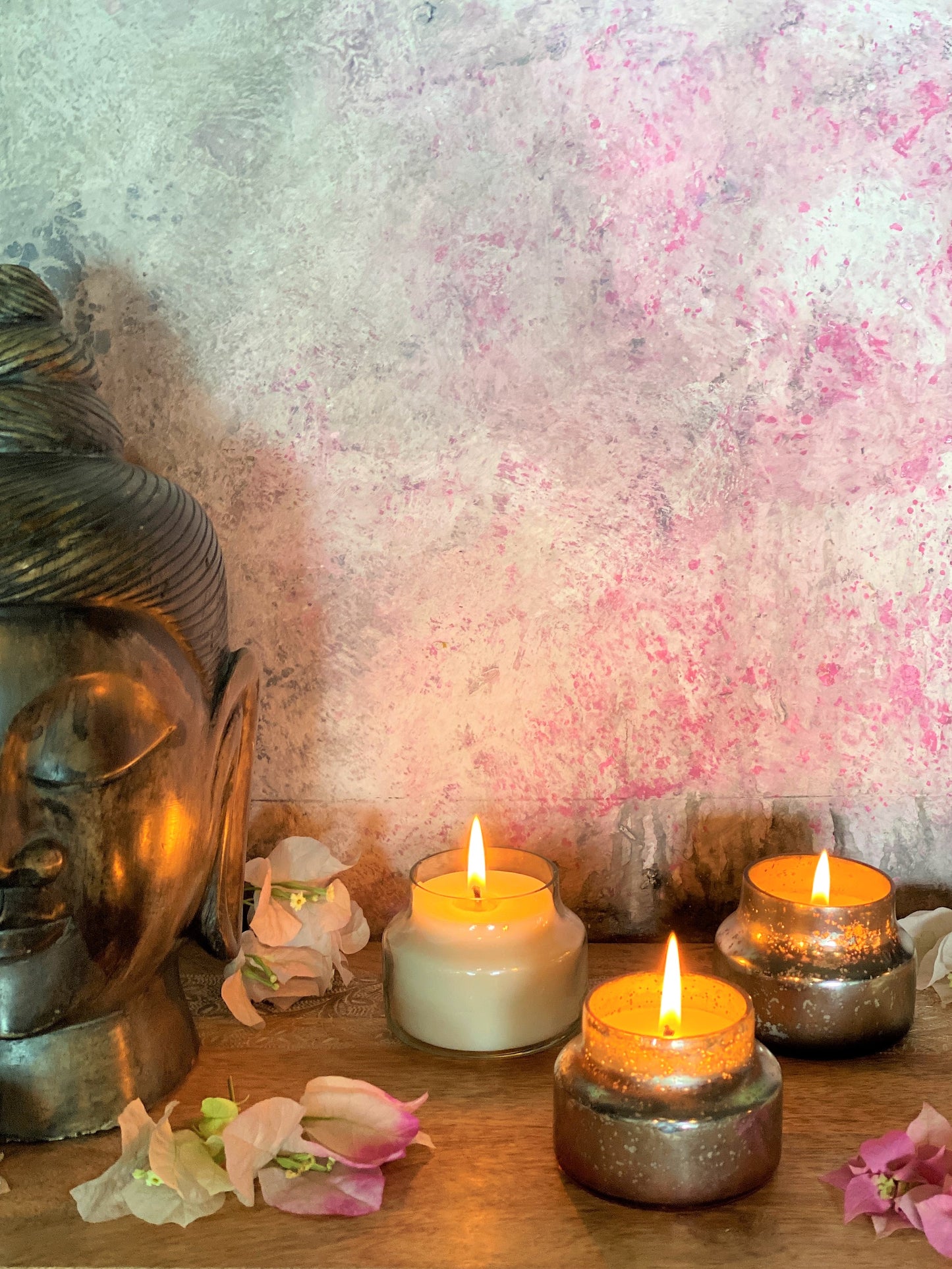 Volcano Votive Candle with Hibiscus Lid - White l Soy Wax Candle