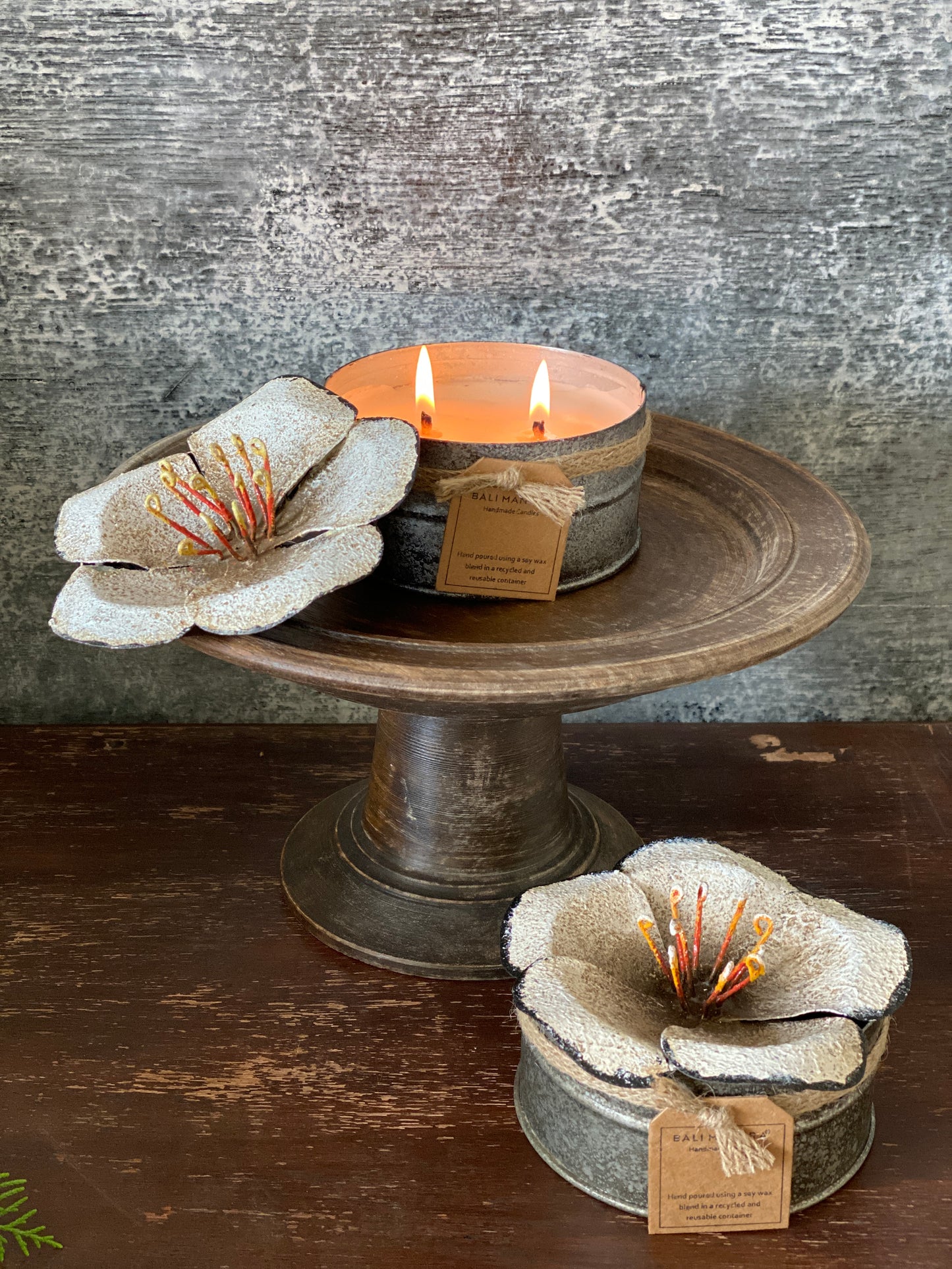 Cherokee Lid Powder Box Candle - 2 Wick I Soy Wax Candle