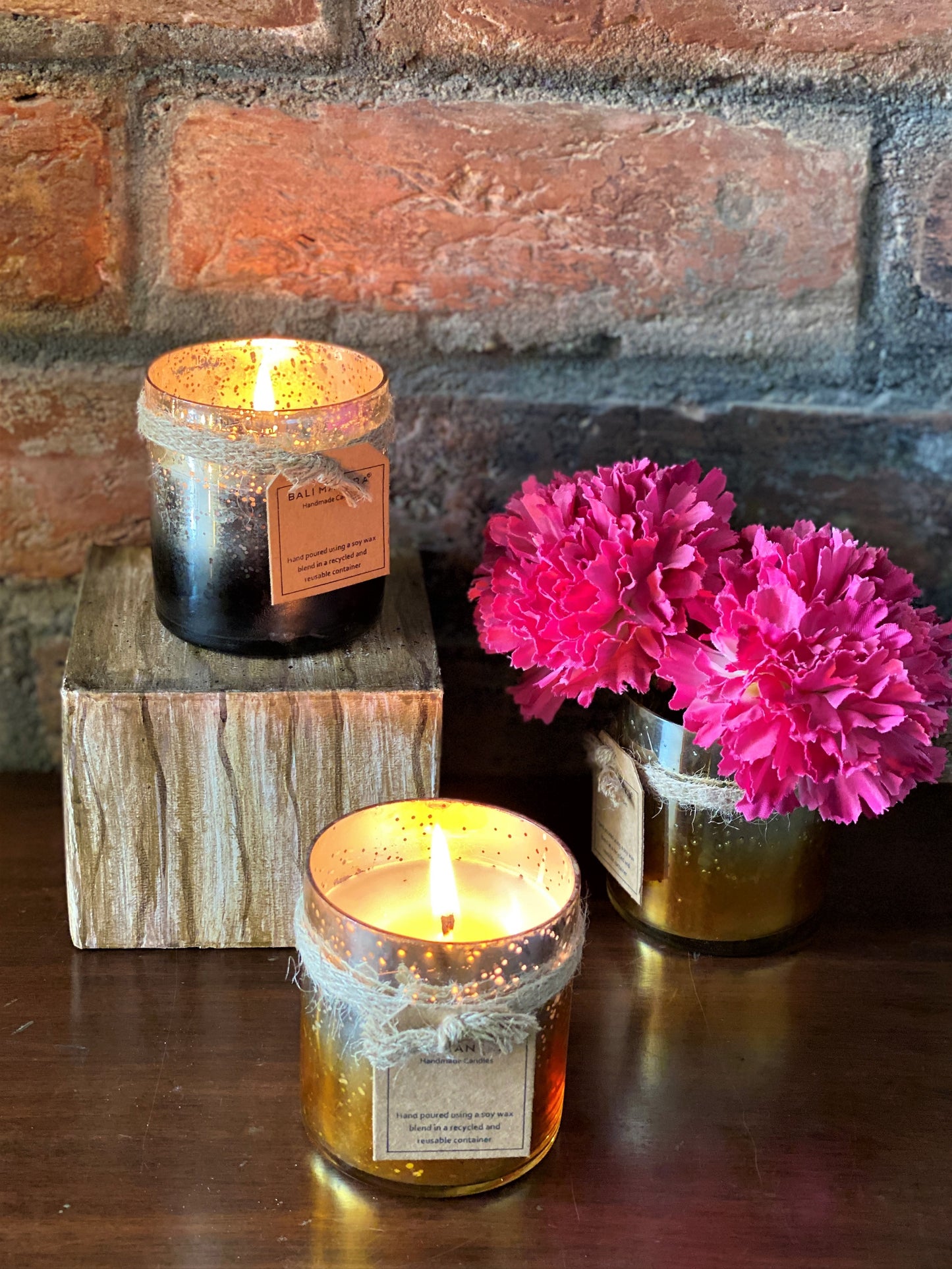 Two Tone Glass Candle - Gold I Soy Wax Candle