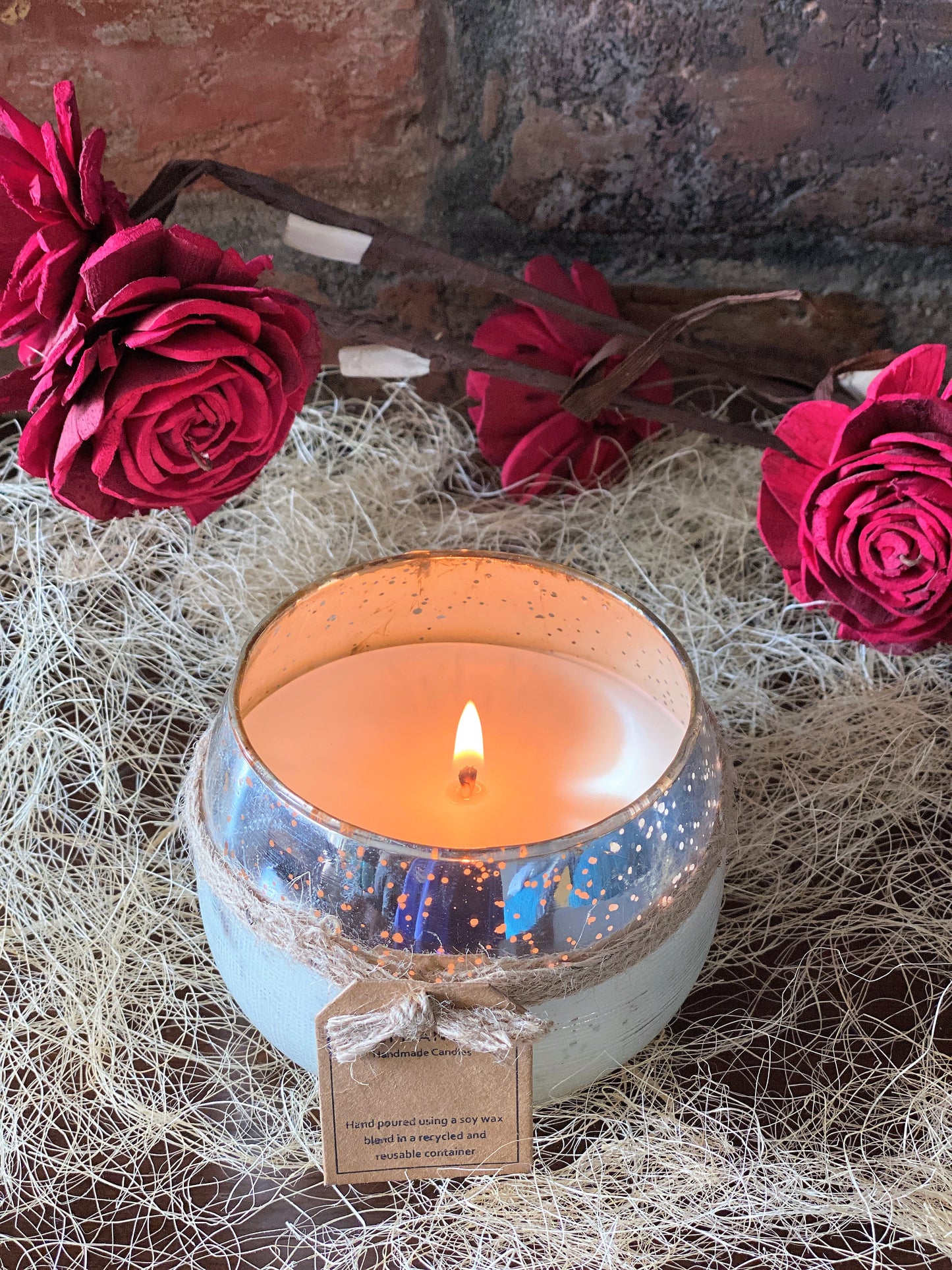 Half and Half Criss-Cross Design Glass Candle I Soy Wax Candle