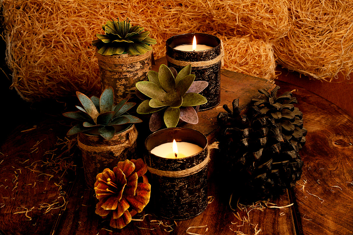 Hibiscus flower Lid with Spice Tin - Green I Soy Wax Candle