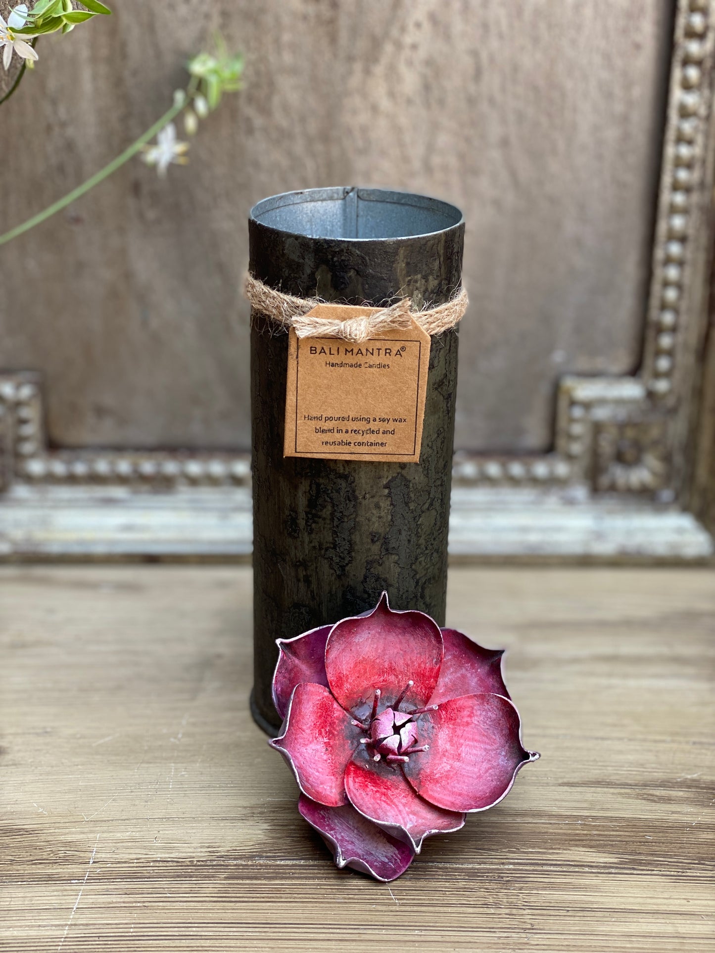 Peony Flower Tall Candle - Pink- Tall I Soy Candles