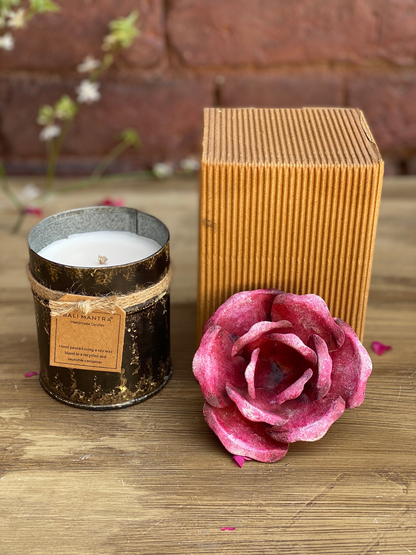 Spice Tin with Pink Rose Candle I Soy Wax Candle