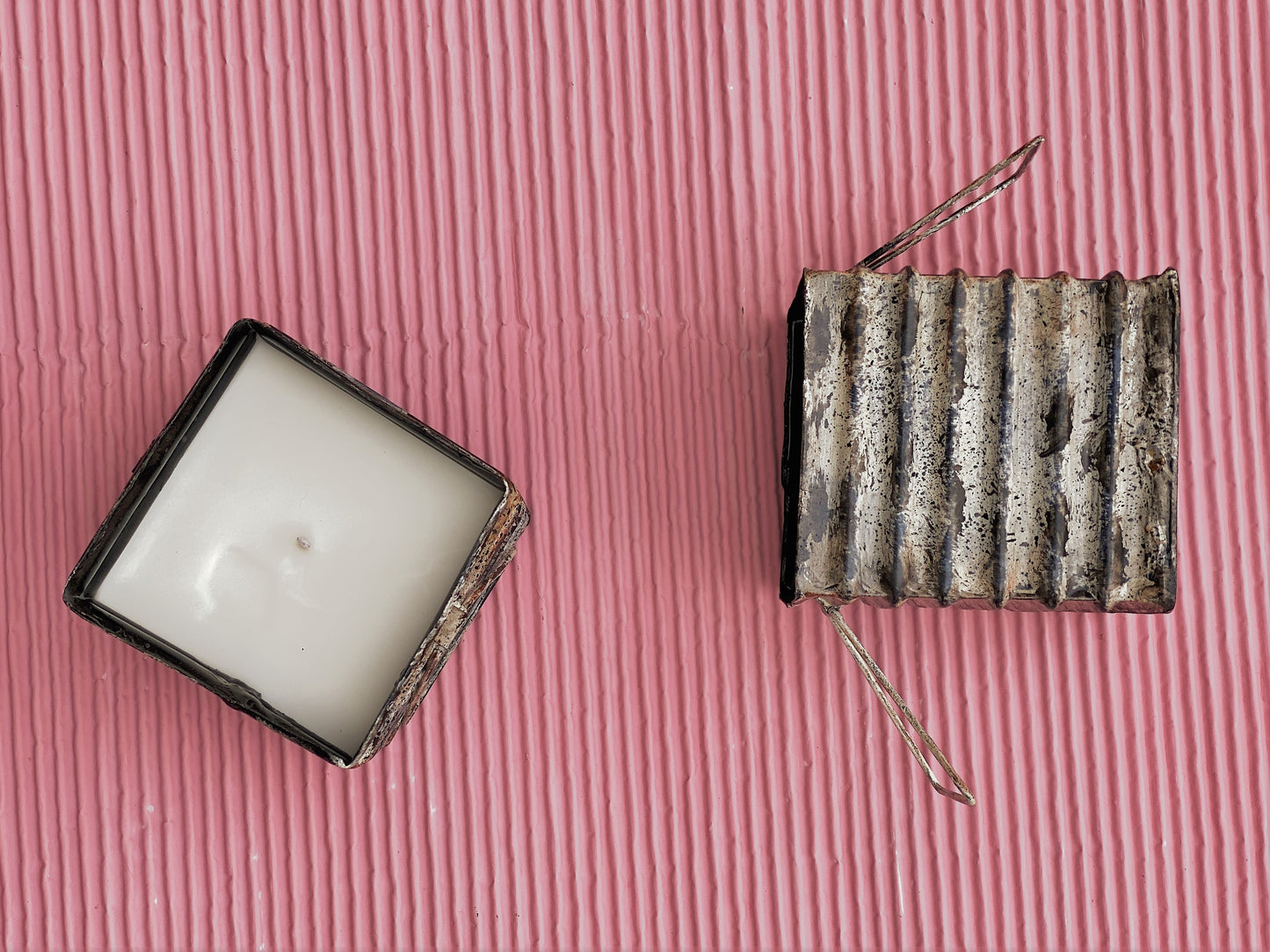 Tin Roof Square Candle Distressed White - Medium I Soy Wax Candles