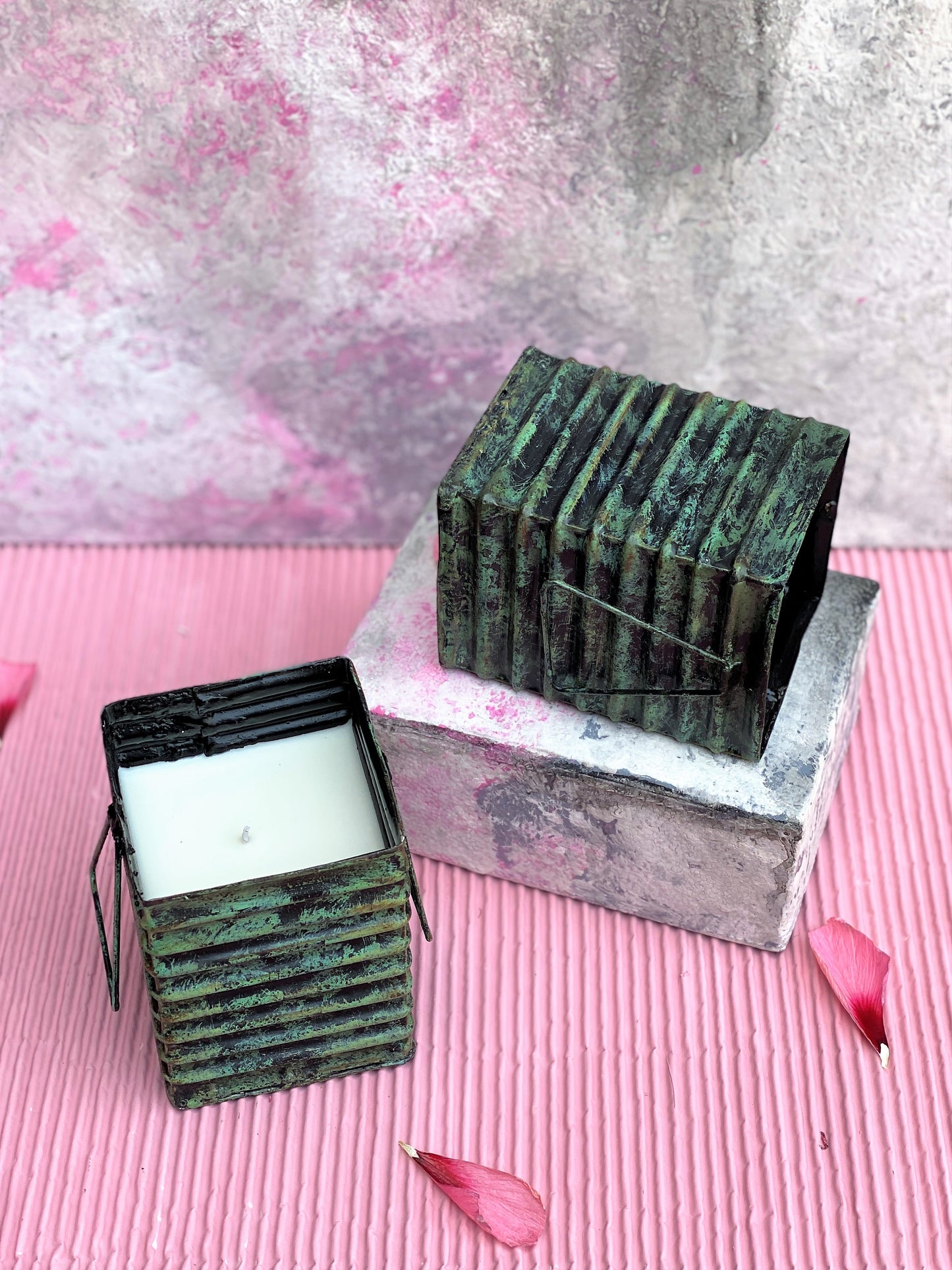 Tin Roof Square Candle Distressed Green - Large I Soy Wax Candle