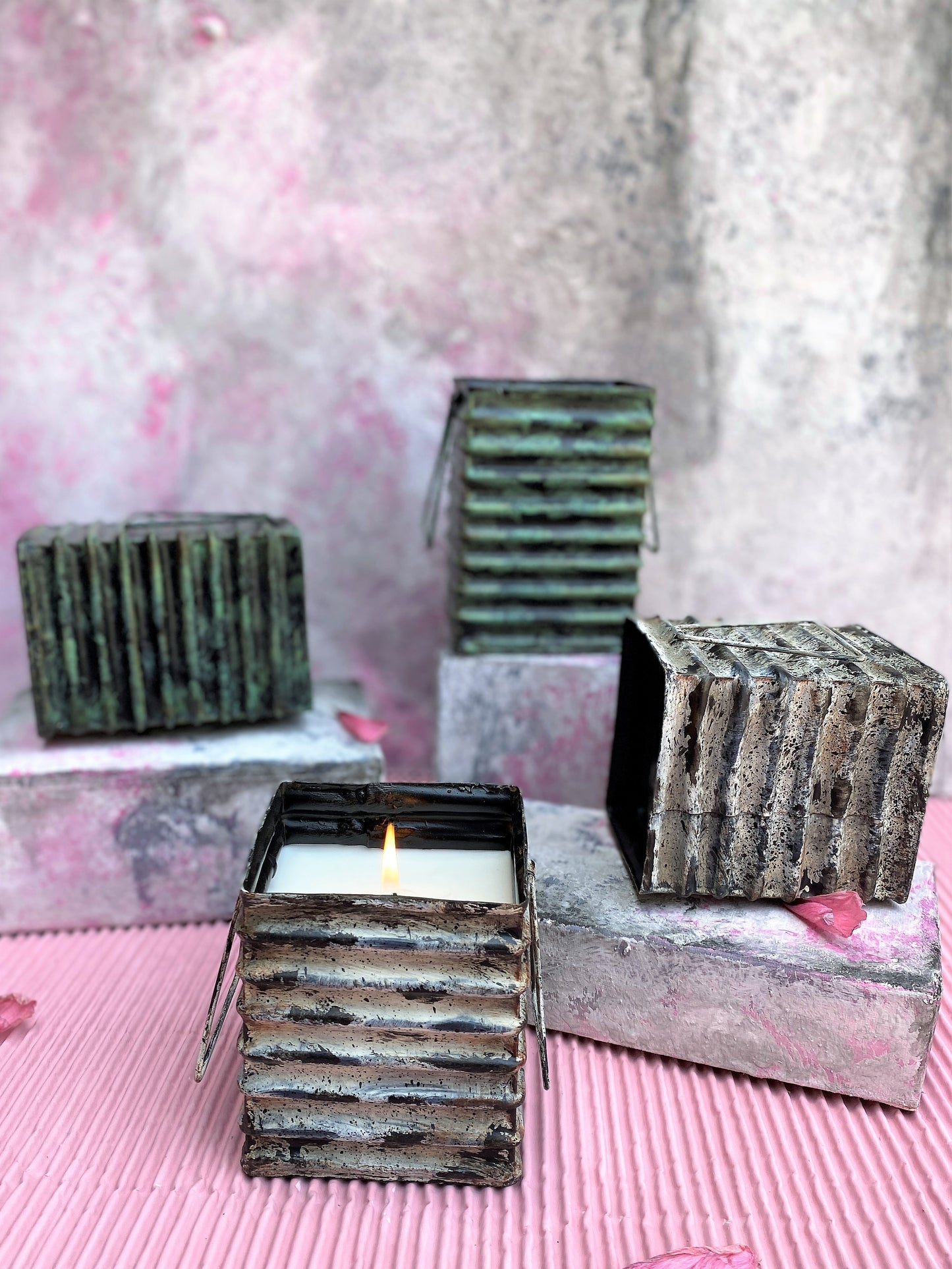 Tin Roof Square Candle Distressed Green - Large I Soy Wax Candle