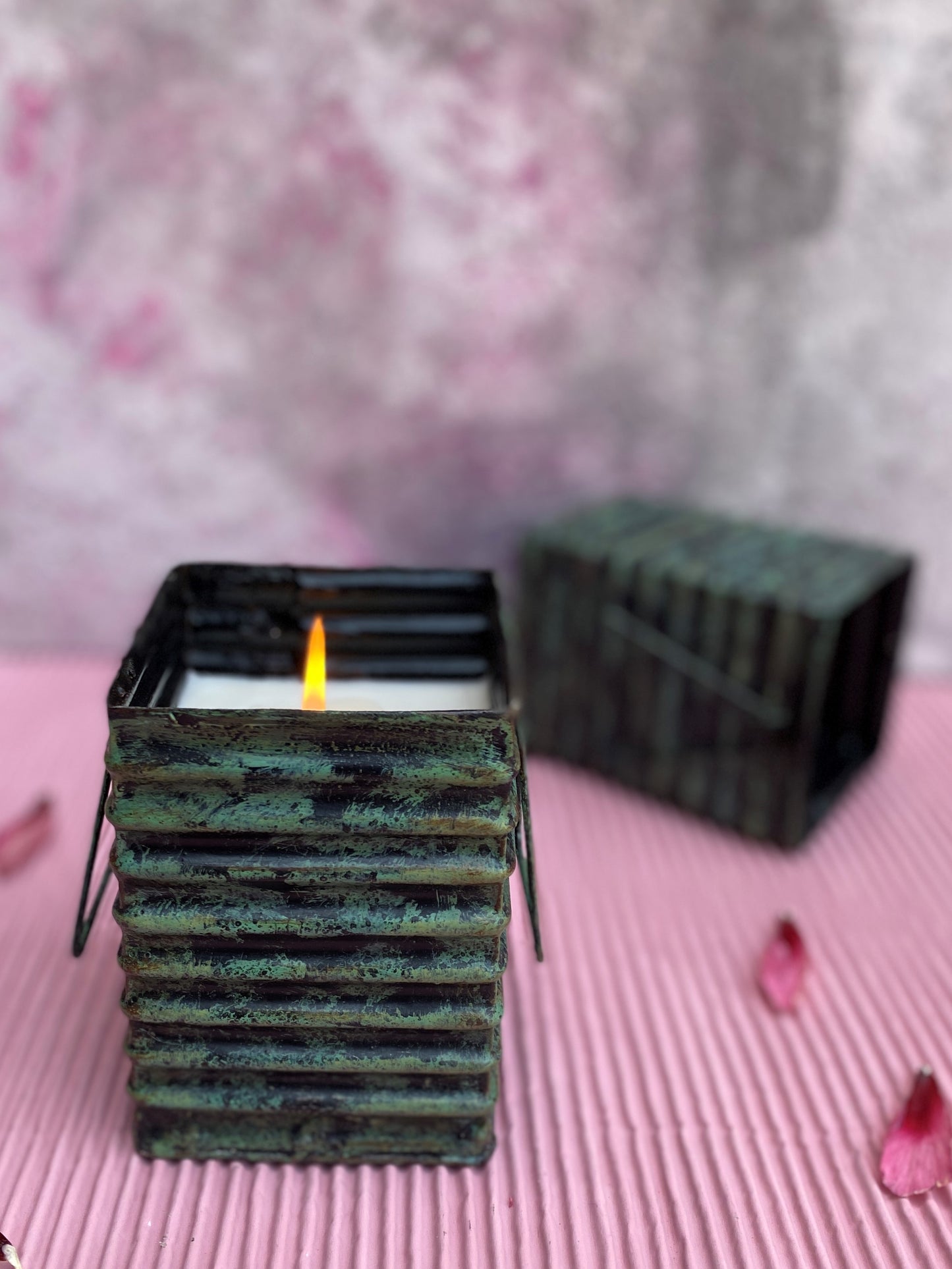 Tin Roof Square Candle Distressed Green - Large I Soy Wax Candle