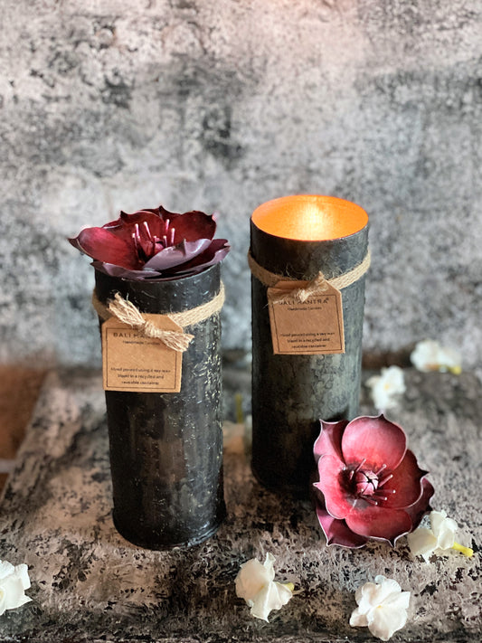 Peony Flower Tall Candle - Pink- Tall I Soy Candles