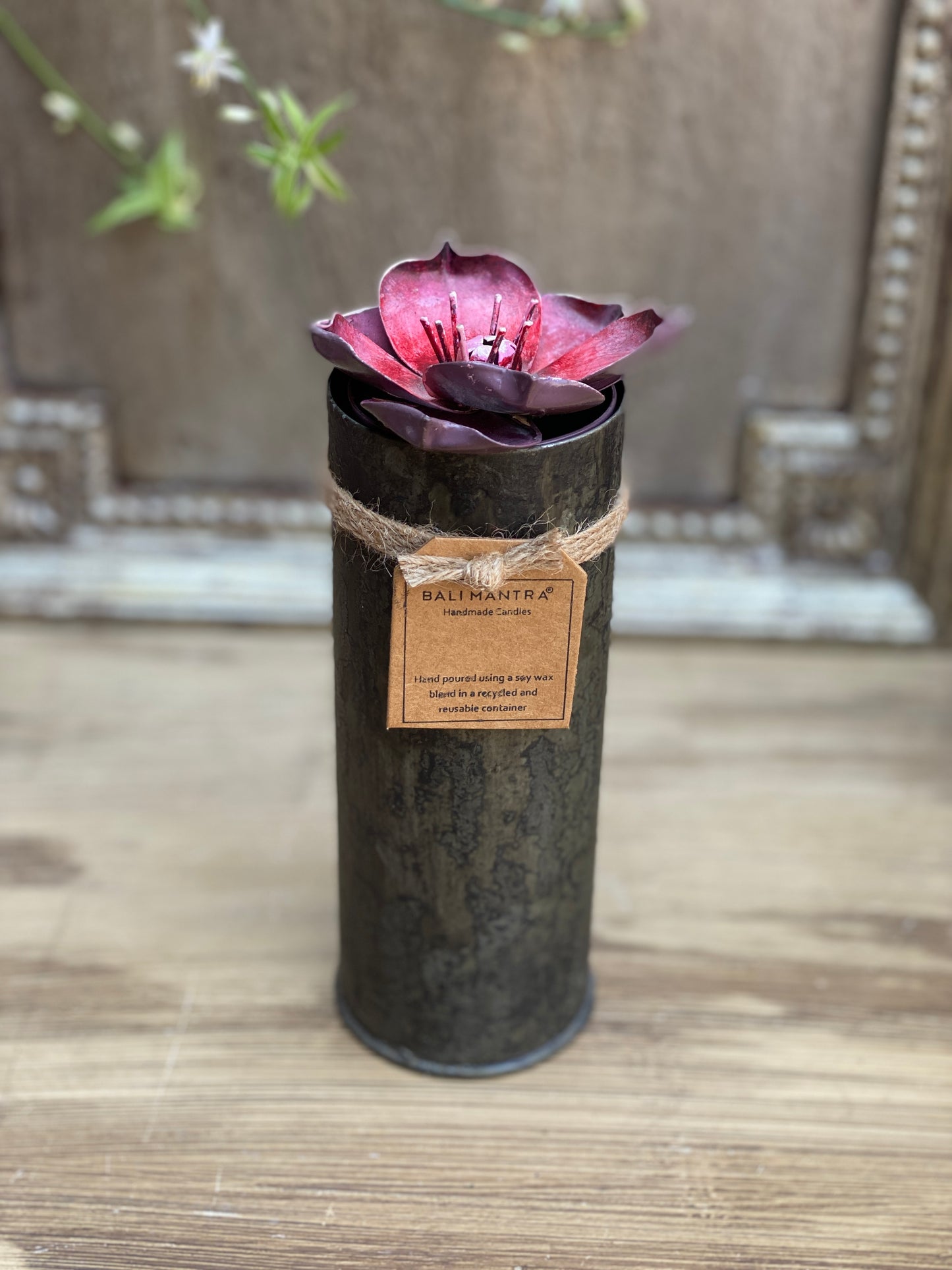 Peony Flower Tall Candle - Pink- Tall I Soy Candles