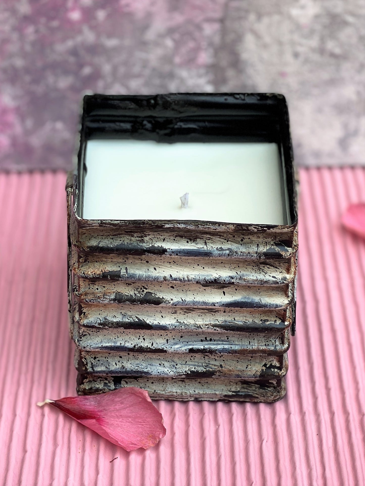 Tin Roof Square Candle Distressed White - Medium I Soy Wax Candles