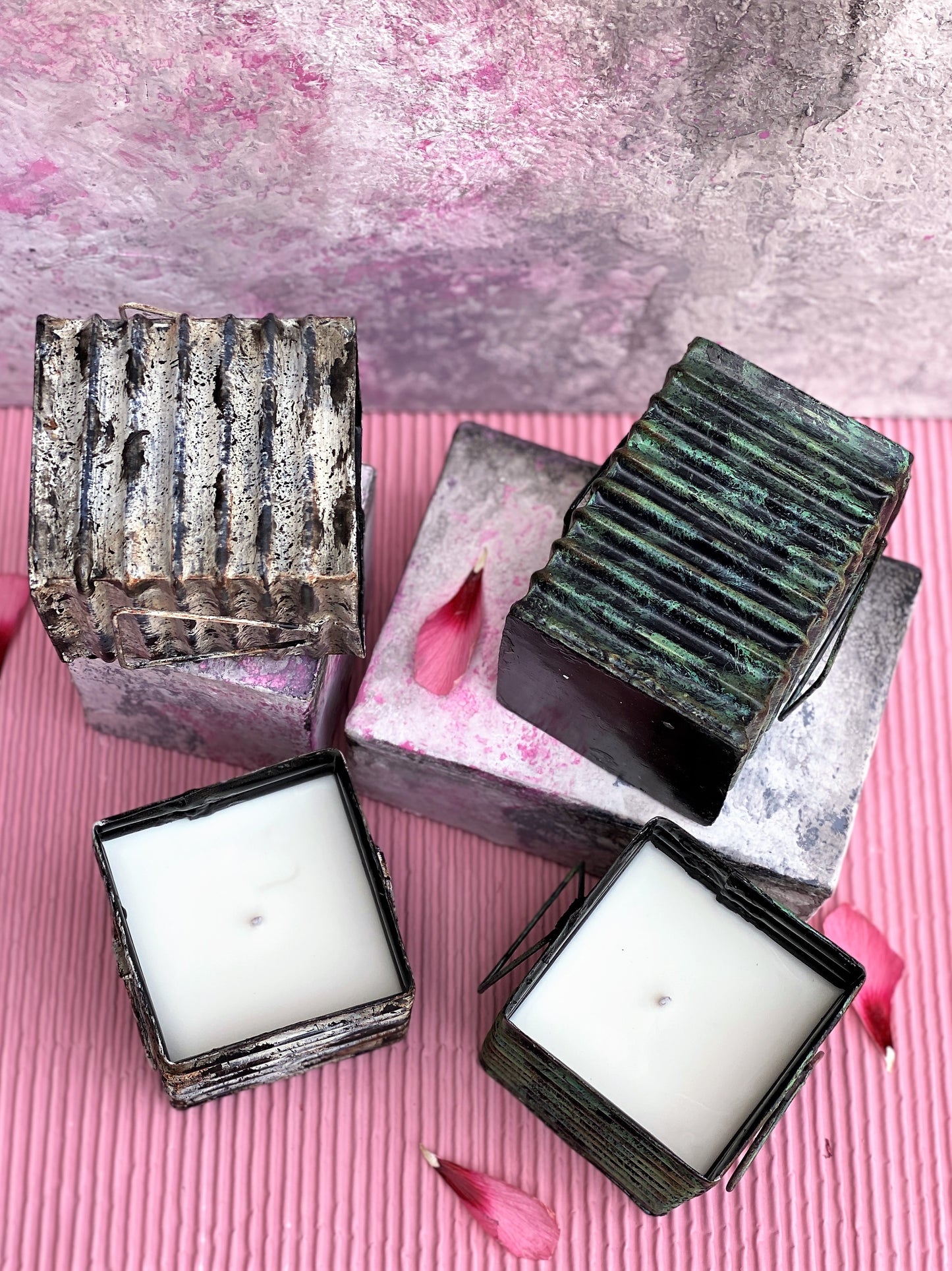 Tin Roof Square Candle Distressed Green - Large I Soy Wax Candle